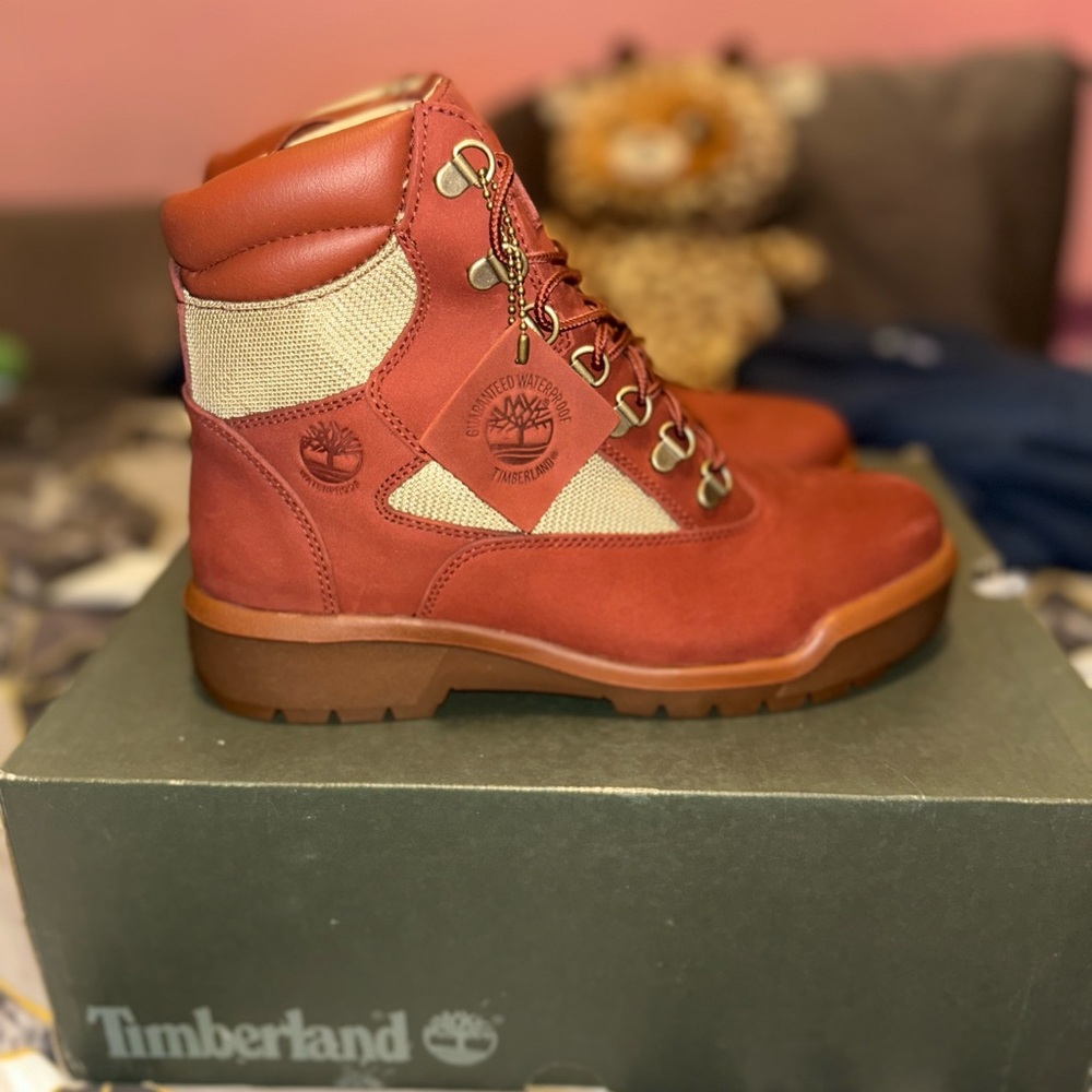 Timberland Red and Tan Leather Boots
